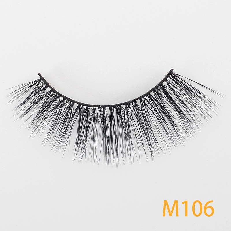 Silk Strip Eyelashes False Eyelashes Biodegrable Plant Fiber Faux Mink with Private Label Box Packaging