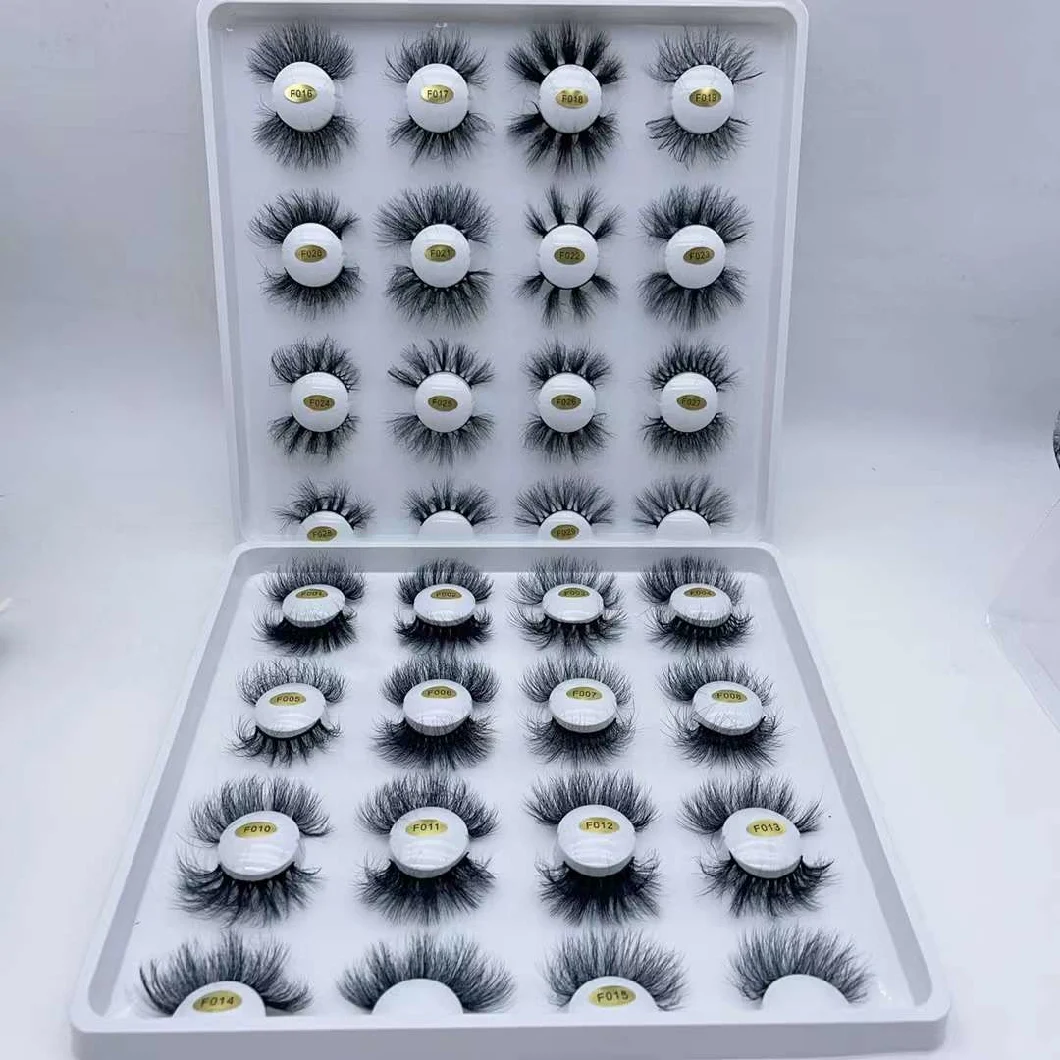 Beauty Eyelashes Makeup Lashes Cosmetic 25mm 3D Individual Eyelash Extension Human Hair Mink Eyelashes with Free Box