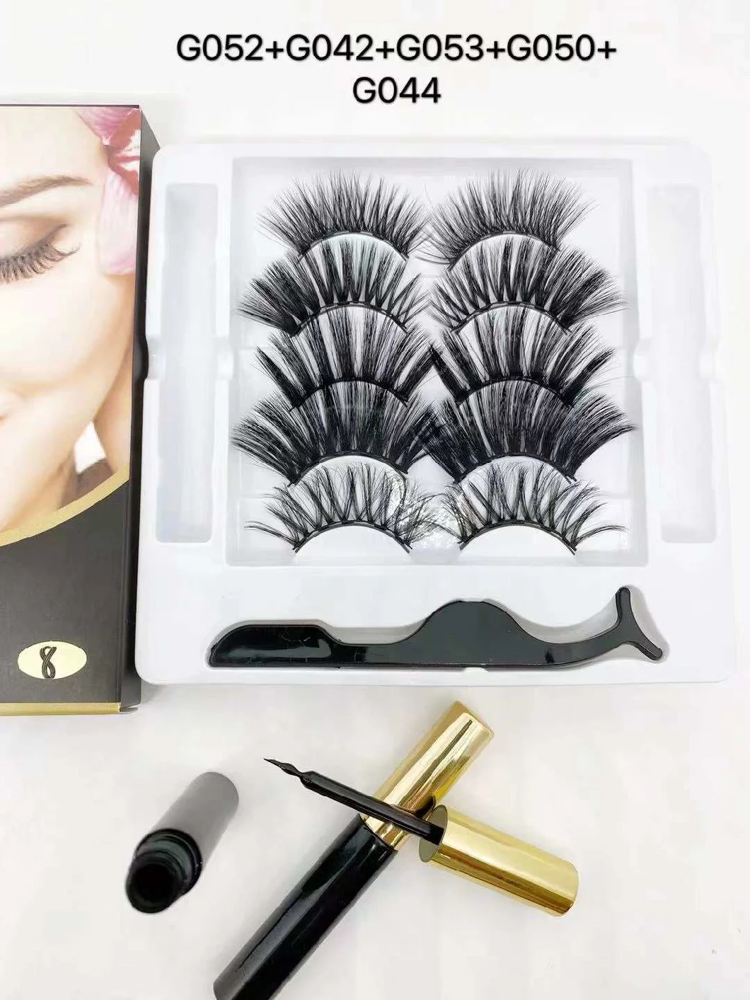 3D Magnetic Liquid Eyeliner False Eyelashes with Tweezers Magnet Eyelash Set