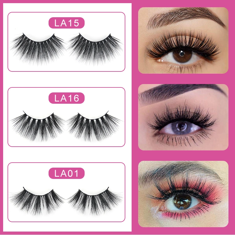 Wholesale Natural 3D Faux Mink Eyelashes 3D Silk Lashes False Eyelashes